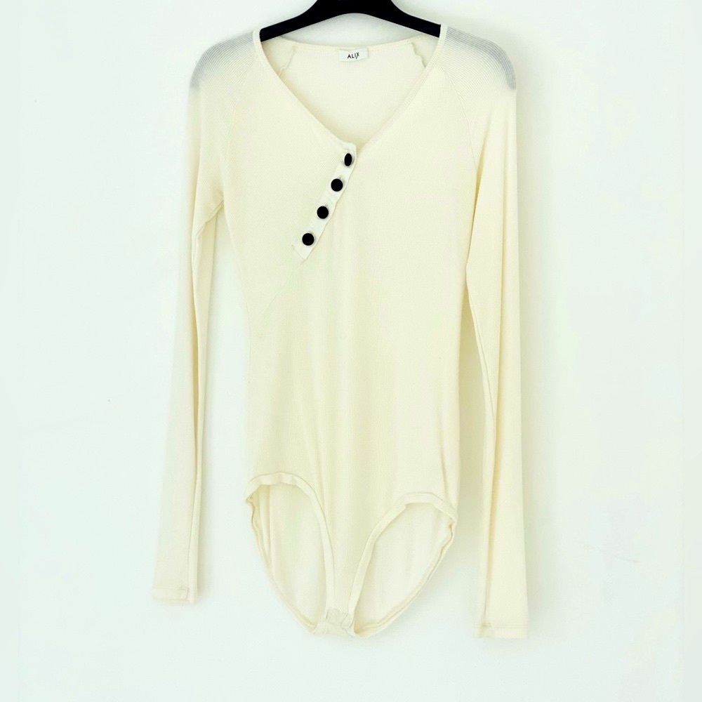 ALIX NYC creamy white button bodysuit S